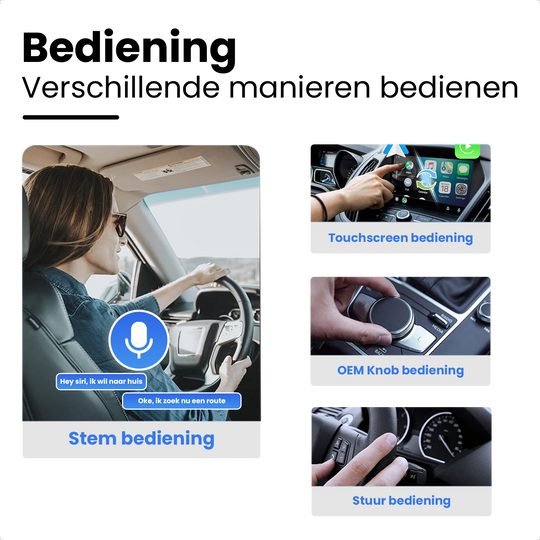 CarMe 2-in-1 Carplay en Android Auto Dongle, Verschillende Bedieningsmanieren