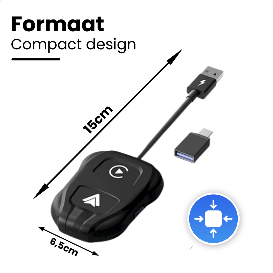 CarMe 2-in-1 Carplay en Android Auto Dongle, Afmetingen