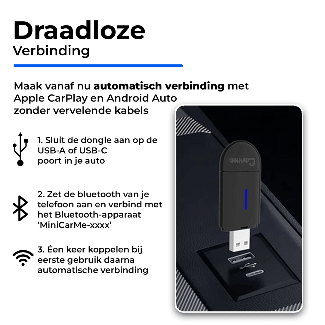 CarMe Mini 2-in-1 Car Dongle Zwart, Verbindingsstappen