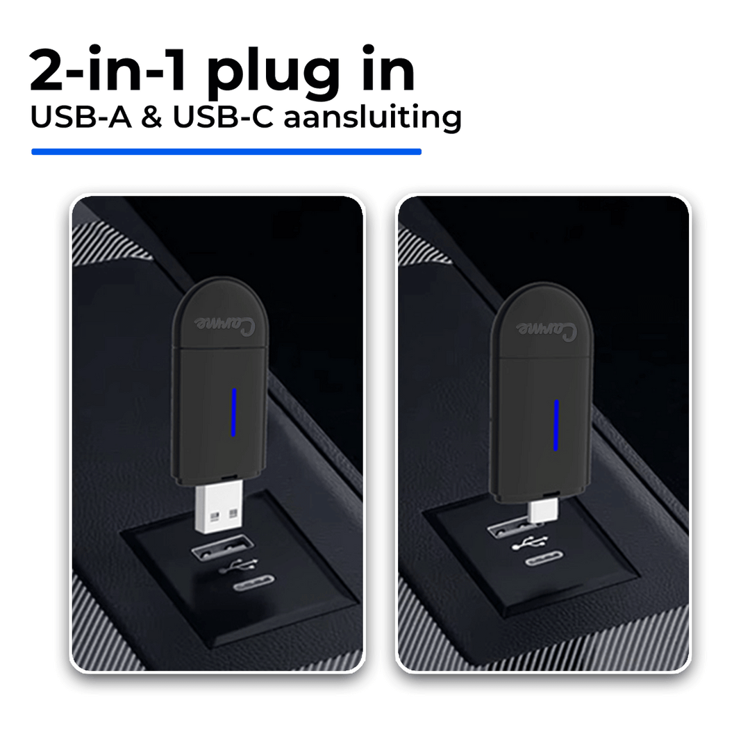 CarMe Mini 2-in-1 Car Dongle Zwart, USB-A en USB-C