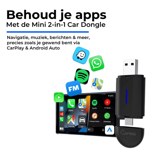 CarMe Mini 2-in-1 Car Dongle Zwart, Behoud je Apps
