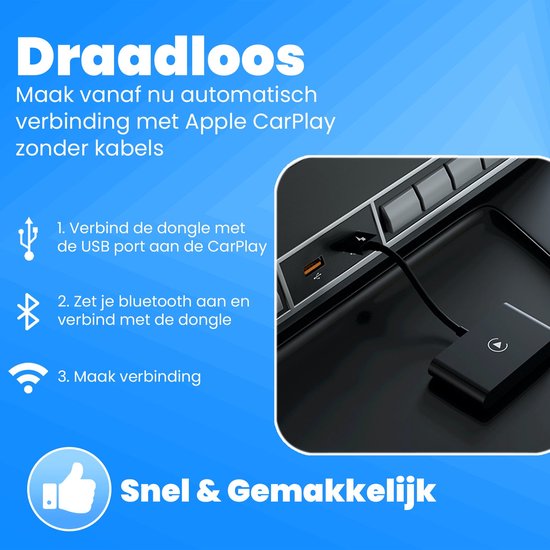 Draadloos CarPlay, Stappen Verbinding Maken Met Carme CarPlay Dongle Zwart