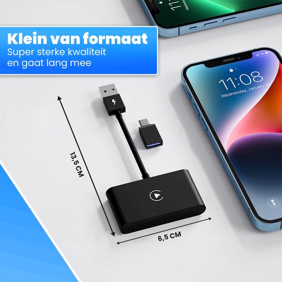 Afmetingen Carme CarPlay Dongle Zwart