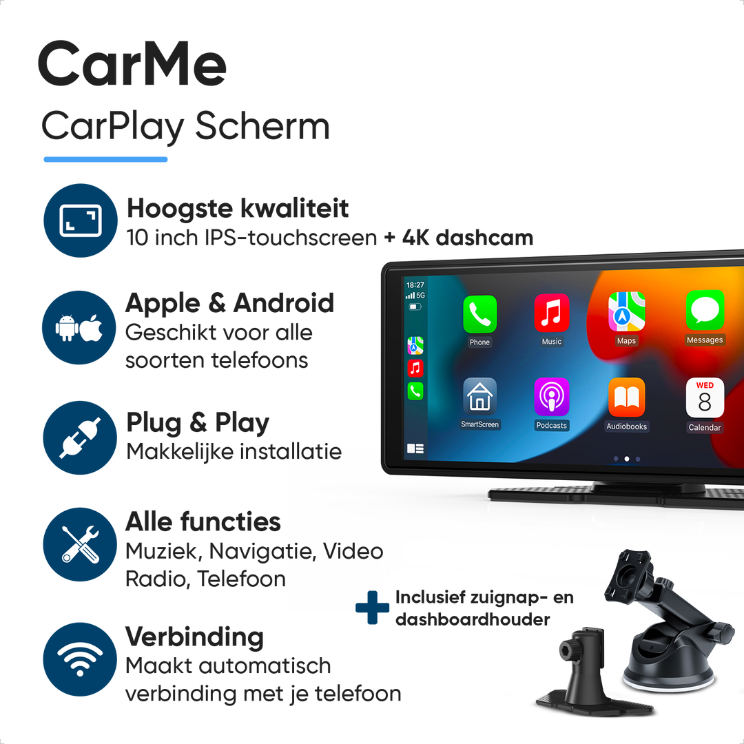 CarPlay Scherm 10 inch Met Ingebouwde Dashcam