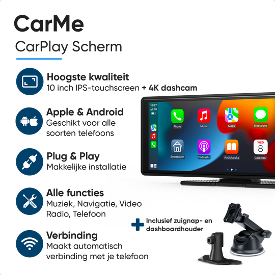 CarPlay Scherm 10 inch Met Ingebouwde Dashcam