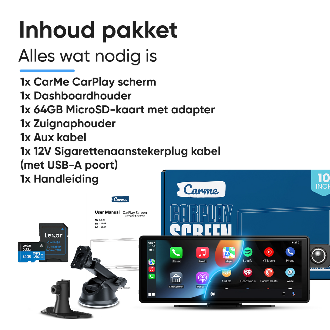CarPlay Scherm 10 inch Met Ingebouwde Dashcam