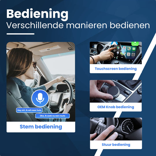 Carme 2-in-1 Carplay en Android Auto Dongle, Verschillende Bedieningsmanieren