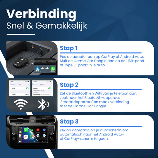 Stappen Verbinding Maken Met Carme 2-in-1 Carplay en Android Auto Dongle