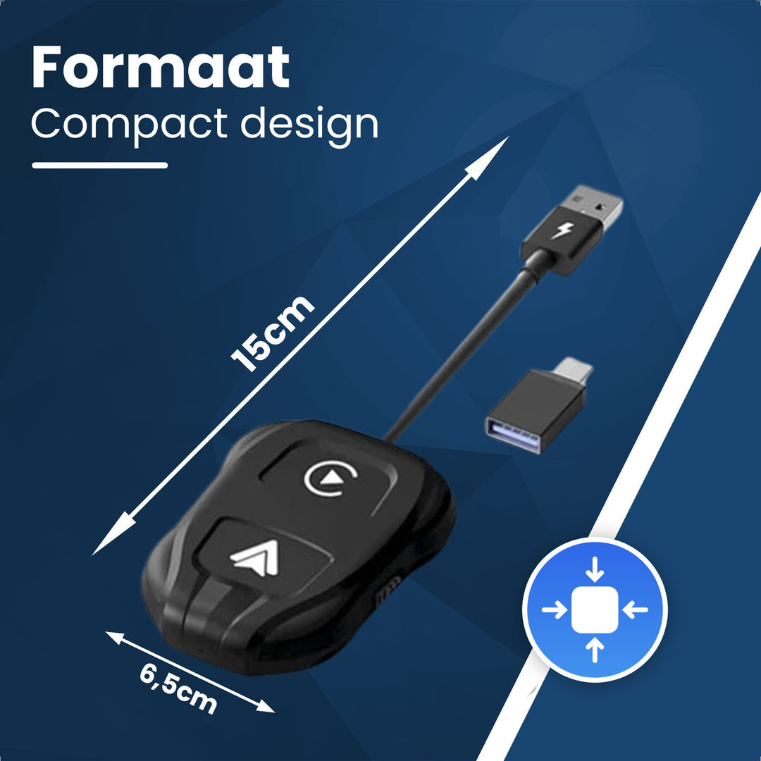 Carme 2-in-1 Carplay en Android Auto Dongle, Afmetingen