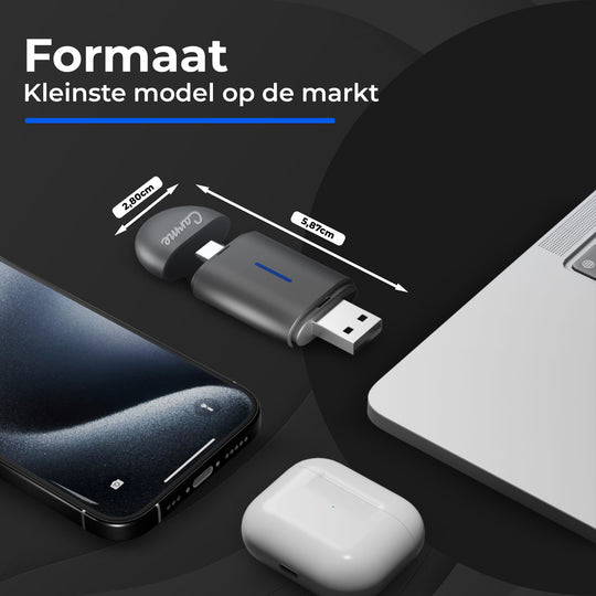 Carme Mini 2-in-1 Car Dongle Zwart, Formaat