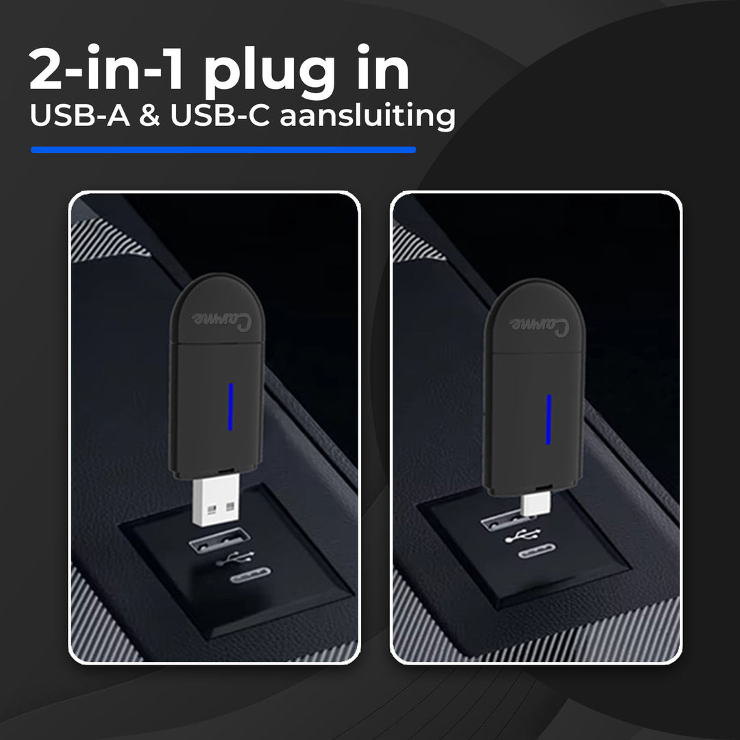 CarMe Mini 2-in-1 Car Dongle Zwart, USB-A en USB-C