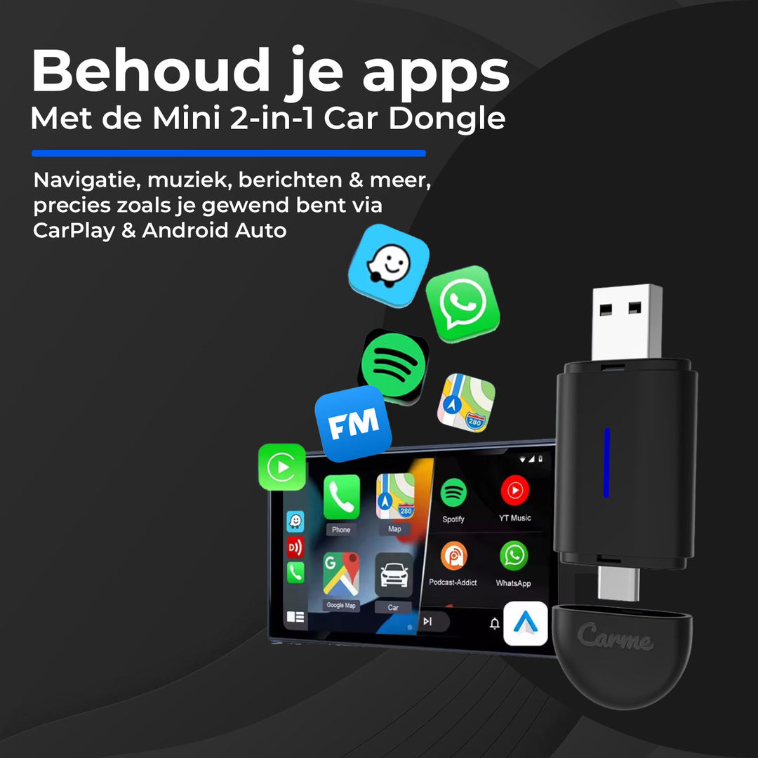 CarMe Mini 2-in-1 Car Dongle Zwart, Behoud je Apps