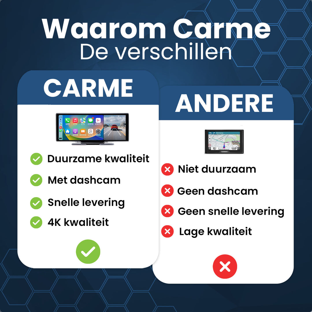 Waarom Kiezen Voor Carme Navigatiesysteem Inclusief Dashcam - Apple CarPlay/Android Auto