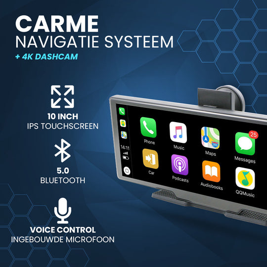 Carme Navigatiesysteem Inclusief Dashcam - Apple CarPlay/Android Auto, Productinformatie