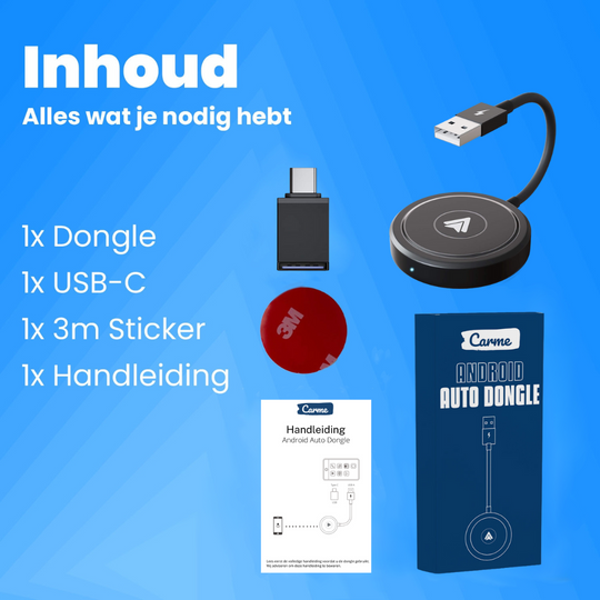 Carme Android Auto Dongle Zwart Nieuw Model, Inhoud Verpakking