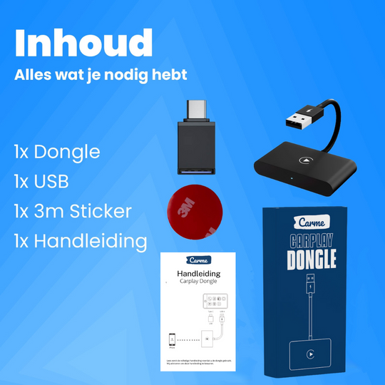 Carme CarPlay Dongle Zwart, Inhoud Verpakking