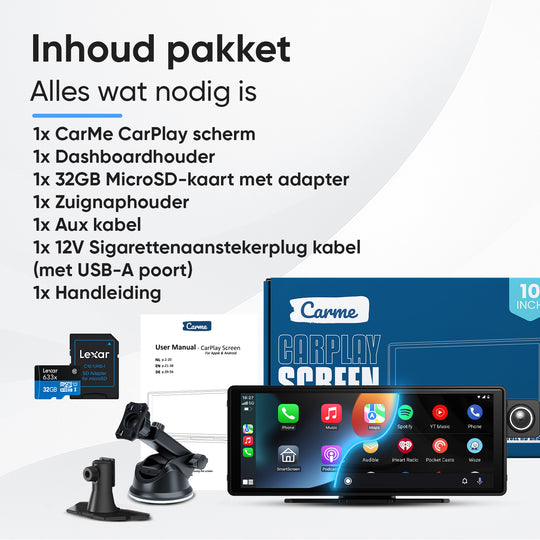 CarPlay Scherm 10 inch Met Ingebouwde Dashcam